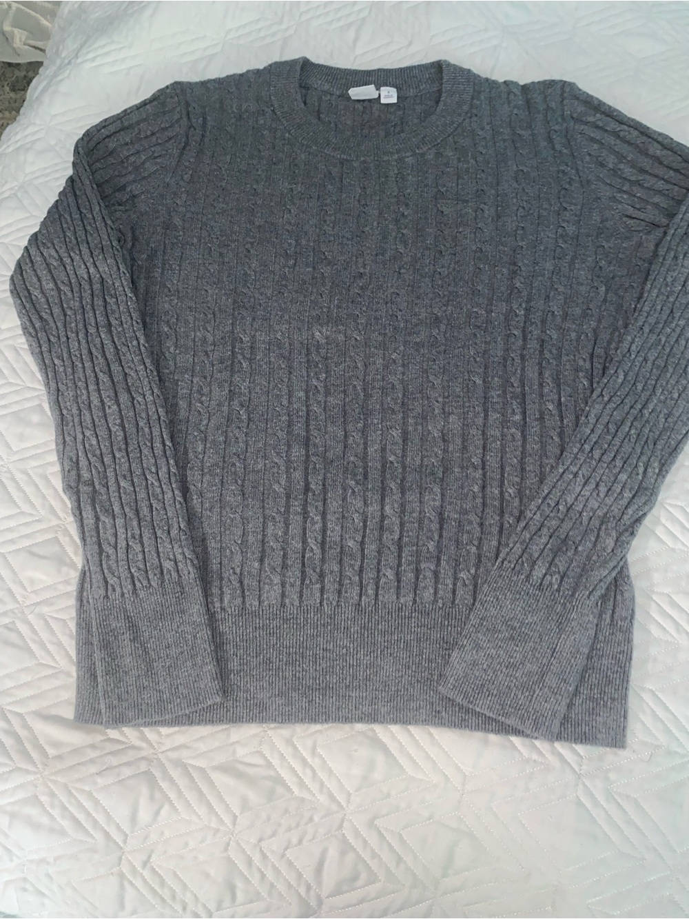 GAP Women's Gray Mini-Cable Knit Crewneck Sweater sz S